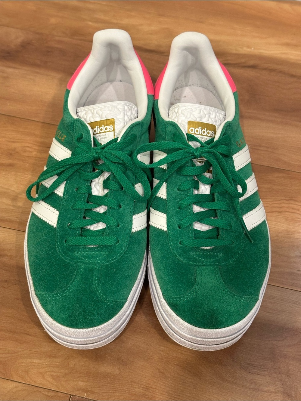 Adidas Gazelle Bold Green Lucid Pink Platform Sneakers Women’s 7 - Picture 2 of 6
